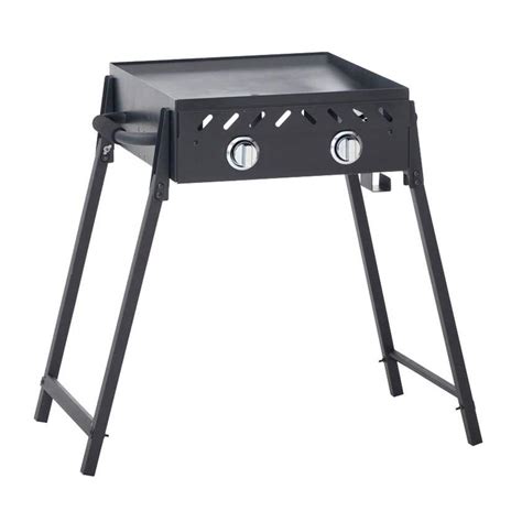 Grilled 2 Burner Solid Plate Flat Top Bbq With Folding Legs