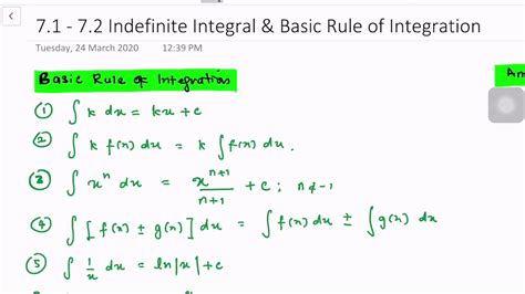 Indefinite Integral Basic Rule Of Integration Malay Language Youtube