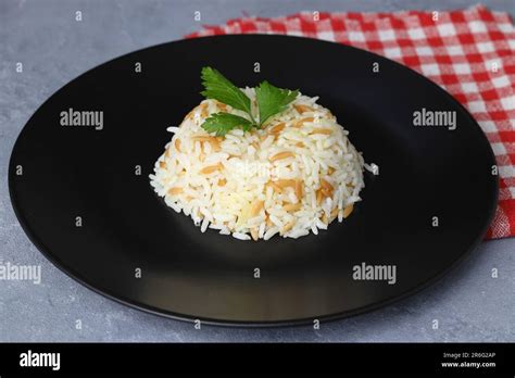 Traditional Turkish Rice Pilav. Plain Pilaf Portion Served. Organic ...