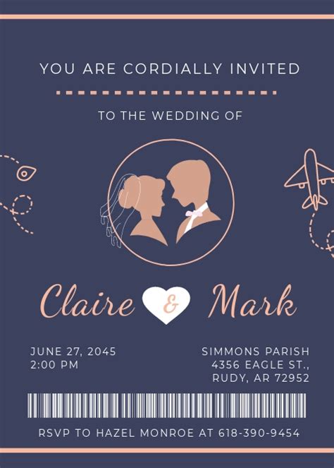 Boarding Pass Wedding Invitation Template in Illustrator, PSD | Template.net