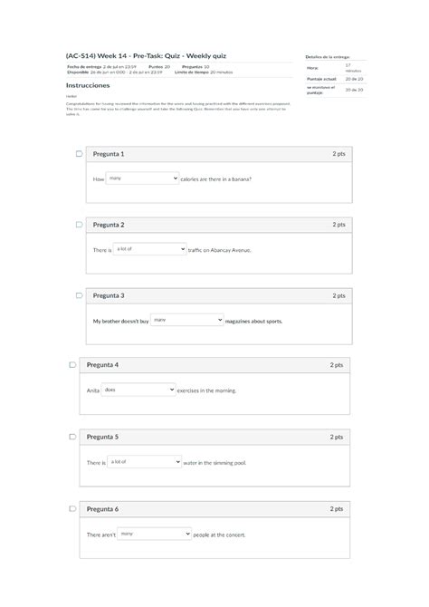 AC S14 Week 14 Pre Task Quiz Weekly Quiz Ingles III Studocu