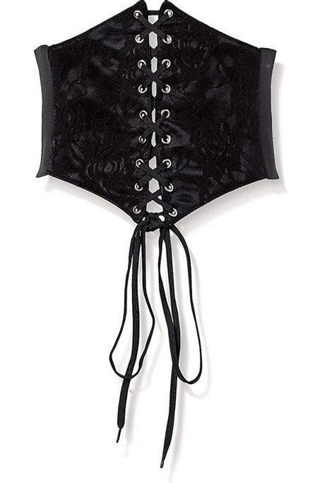 Daisy Corsets Lavish Black W Black Lace Overlay Corset Belt Cincher