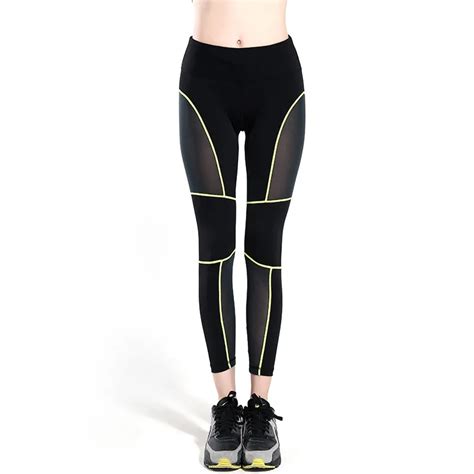 2017 Casual Black Mesh Splice Sporting Leggings For Women Fitness Sexy