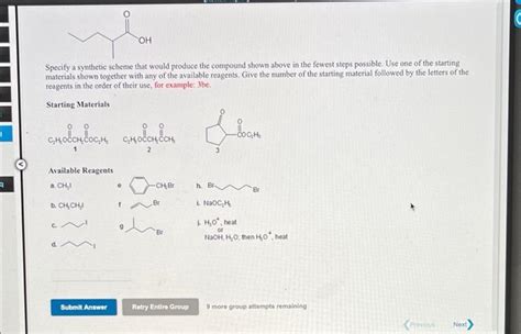 Solved Oh Specify A Synthetic Scheme That Would Produce The Chegg