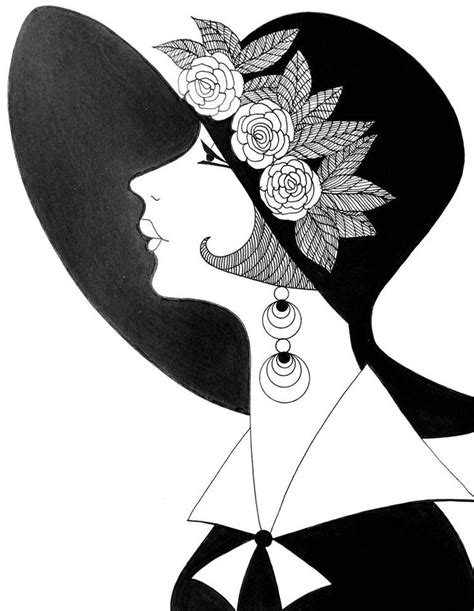 ART DECO WOMAN 3 Drawing Art Deco Illustration Fine Art Drawing