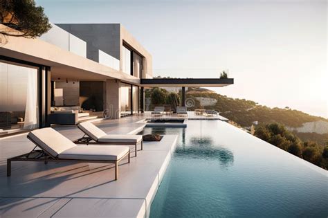 Modern Mediterranean House With Infinity Pool And Outdoor Lounge Area