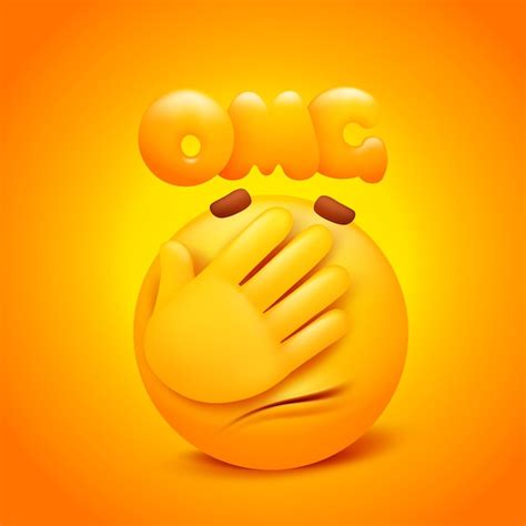 Premium Vector | Omg face palm sticker with yellow cartoon emoji character.