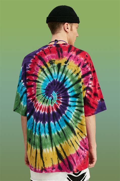 Loose Rainbow Spiral Tie Dye Short Sleeve T Shirtt Shirt And Polo