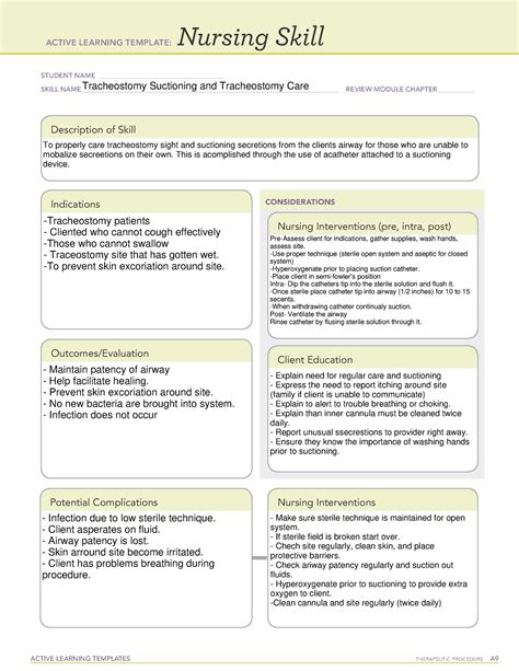 Active Learning Template Tracheostomy Suctioning And Tracheostomy Care