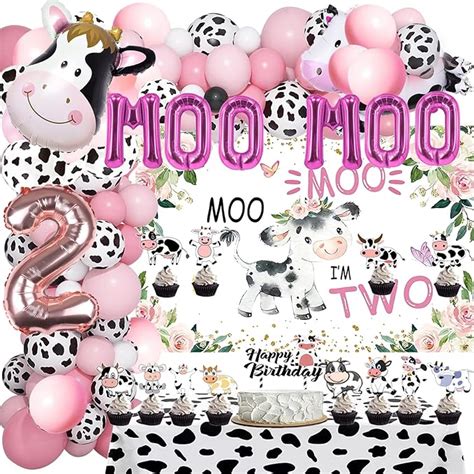 Amazon Cow 2nd Birthday Decorations Moo Moo Im Two Birthday