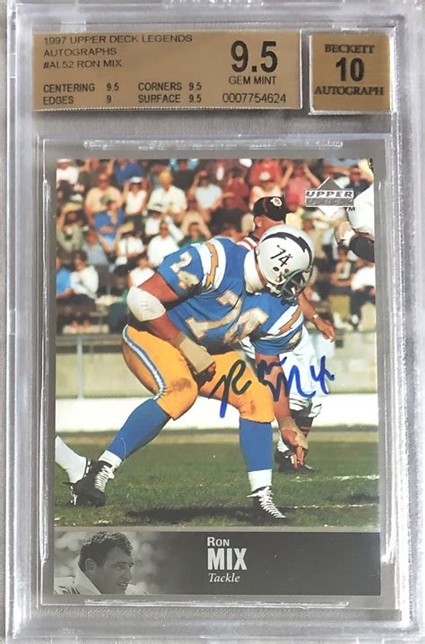 1997 Upper Deck Legends Autographs AL52 Ron Mix BGS 9 5 Flickr