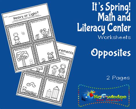 Its Spring Kindergarten Math And Literacy Center Opposites By Teach Simple