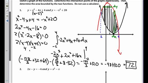 Area Between Curves Worksheet