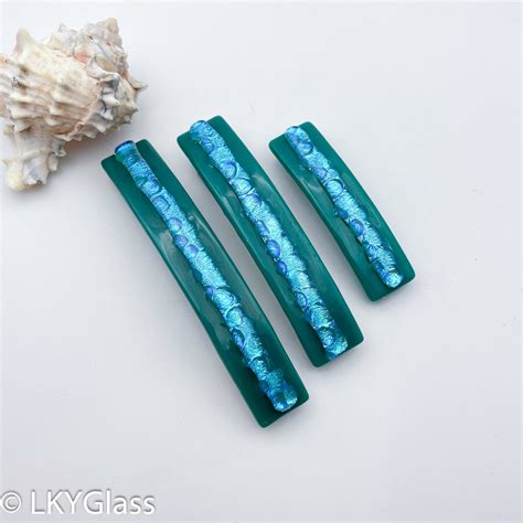 Green And Blue Dichroic Hair Barrette Fused Glass Barrette French