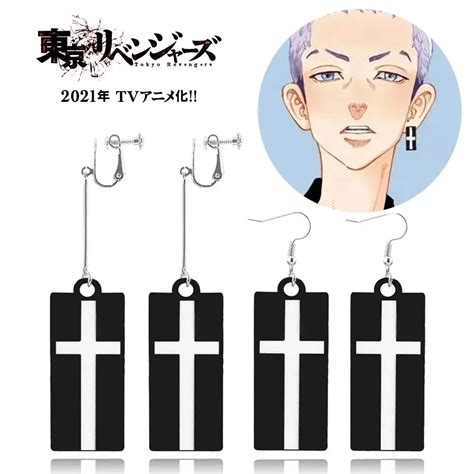 2021 New Tokyo Revengers Simple Cross Acrylic Earrings Izana Kurokawa