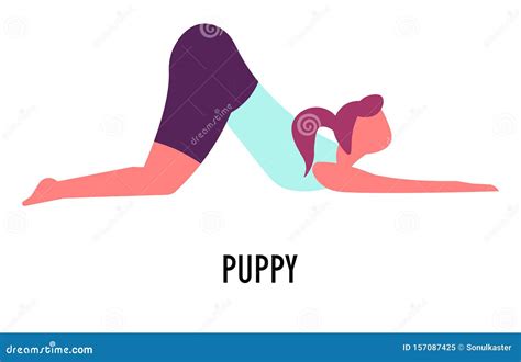 Puppy Position Or Yoga Asana Sport And Fitness Isolated Character