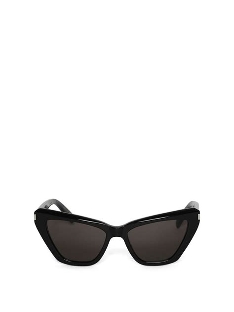 Yves Saint Laurent Shiny Angular Cateye Sunglasses Black Editorialist