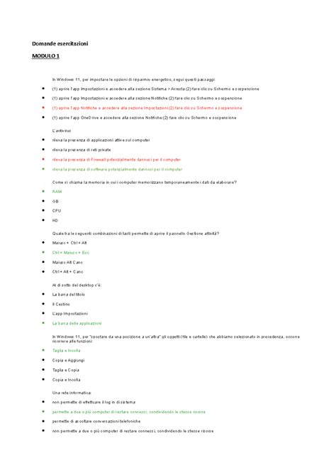 X Esame Eipass Domande Esercitazioni MODULO 1 In Windows 11 Per