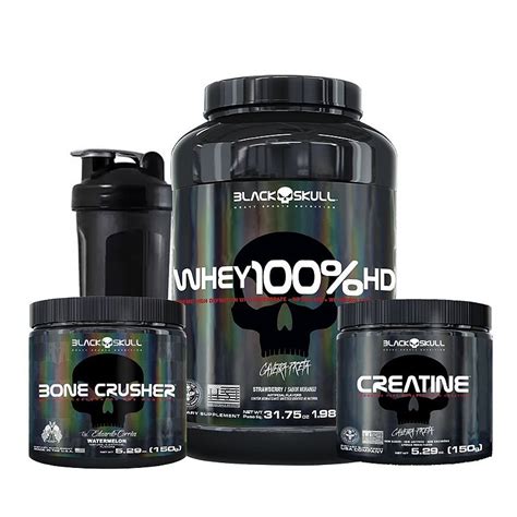 Kit Black Skull 10 Whey 100 Hd 900g Bone Crusher 150g Creatine