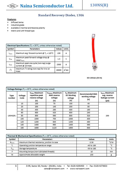 130NS60 Datasheet Diodes Equivalent Naina Semiconductor