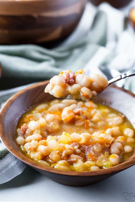 Easy Crockpot Ham and Beans Soup - Butter with a Side of Bread