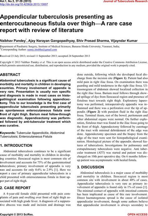 Appendicular Tuberculosis Presenting As Enterocutaneous Fistula Over