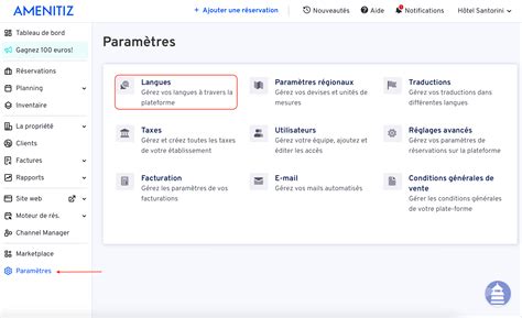 Modifier la langue par défaut du site web ou du moteur de réservation