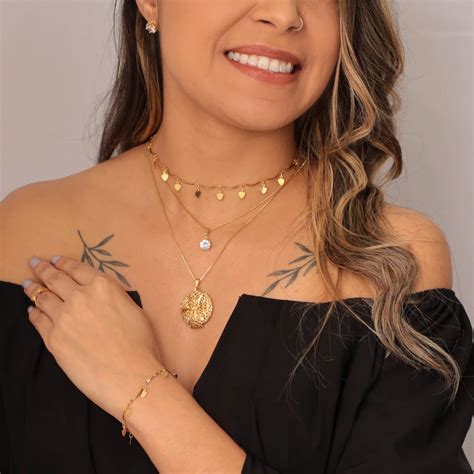 Colar Choker Pendentes De Cora Es Folheado Ouro K