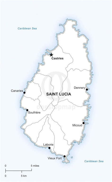 Vector Map of Saint Lucia Political | One Stop Map