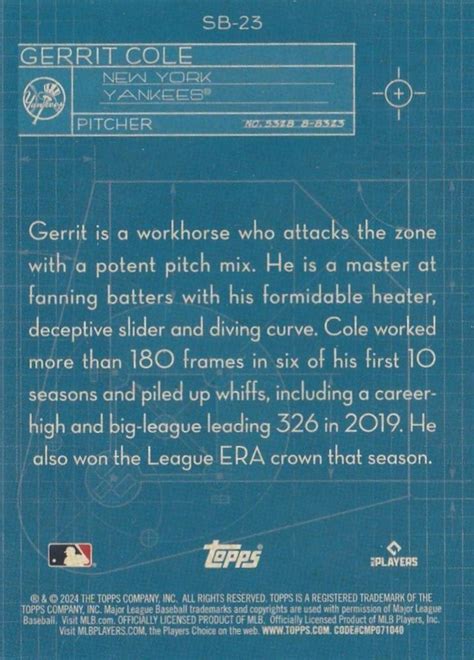 2024 Topps Superstar Blueprint SB 23 Gerrit Cole Trading Card Database