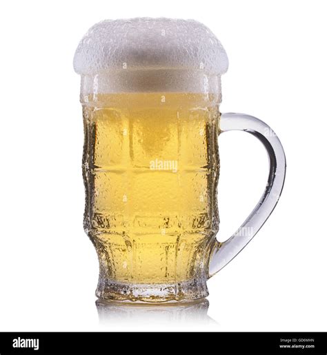 Frosty Glass Of Light Beer Isolated On A White Background Stock Photo