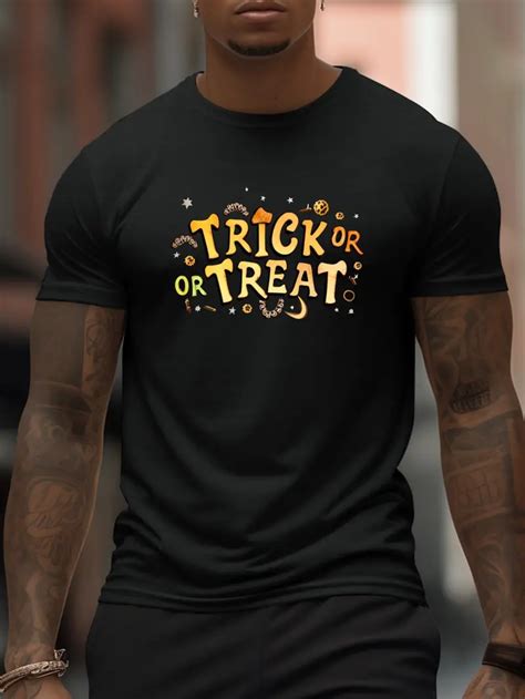 Trick Treat Print T Shirt Tees Men Casual Short Sleeve T Temu New Zealand