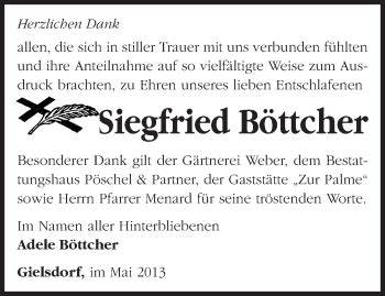 Traueranzeigen Von Siegfried B Ttcher M Rkische Onlinezeitung