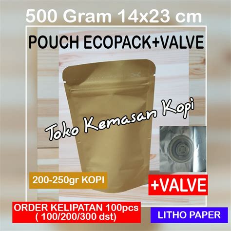 Jual Kemasan Kopi 200 250gr Standing Pouch Ecopack Litho Paper 500