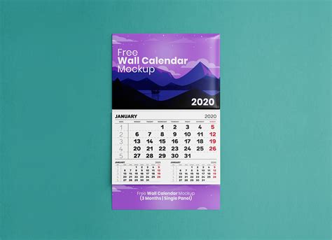 Single Panel Month Wall Calendar Mockup Free Psd Templates