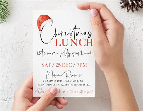 EDITABLE Christmas Lunch Invitation Party Announcement - Etsy