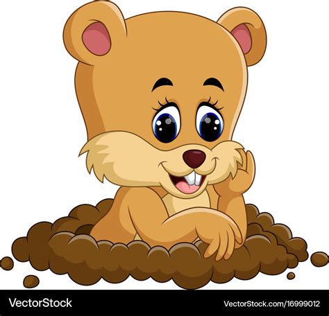 Cute groundhog cartoon Royalty Free Vector Image