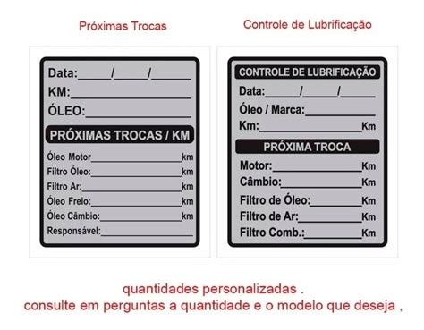 Adesivos Etiqueta Troca De Leo Personalizada Digital Silk Mercado Livre