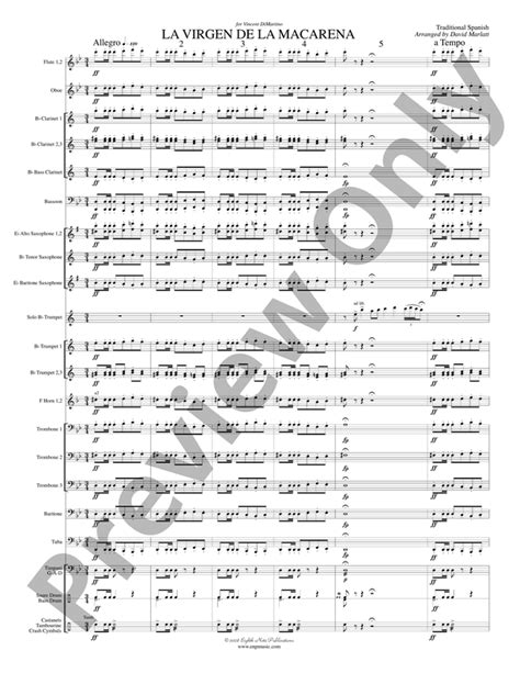 La Virgen De La Macarena Solo Trumpet And Concert Band Score