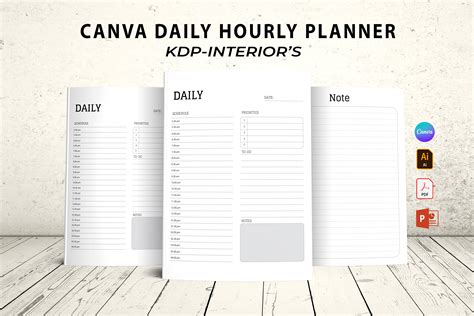 Editable Canva Daily Hourly Planner Kdp Graphic By Mazharul Creative