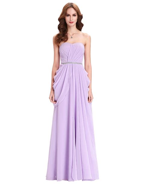 Purple Lavender Long Chiffon Floor Length Bridesmaid Dress Lavender