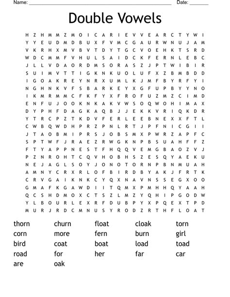 Double Vowels Word Search Wordmint