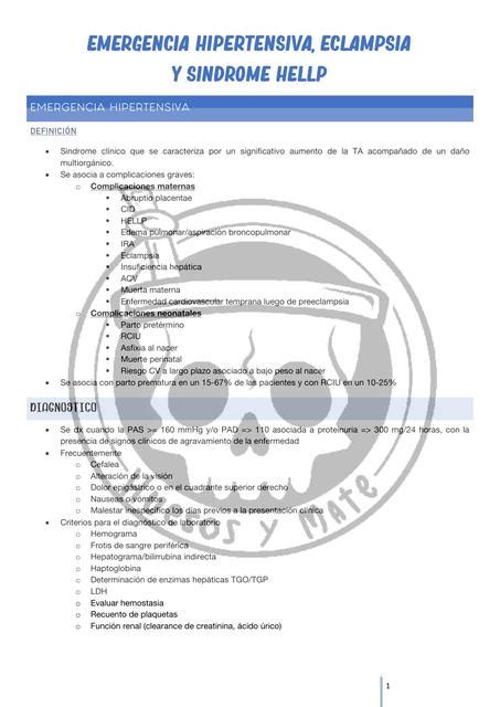 Emergencia Hipertensiva Eclampsia y Síndrome Hellp Rvinsh Shcn uDocz