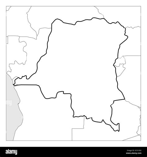 Map Of Democratic Republic Of The Congo Black Thick Outline Highlighted