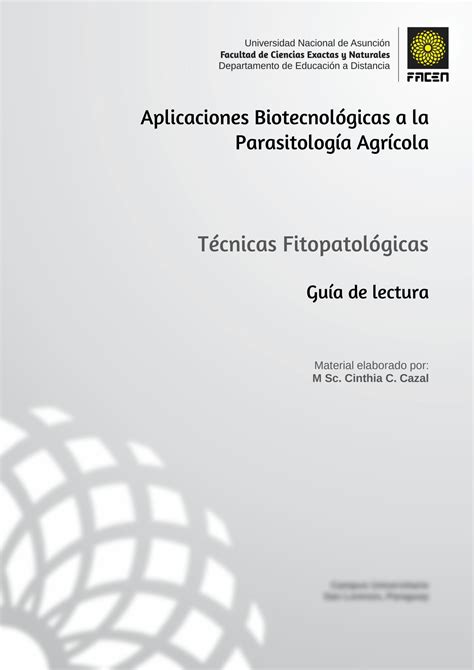 SOLUTION Aplica Biotec Parasitolog A Agricola Gu A De Lectura Manual