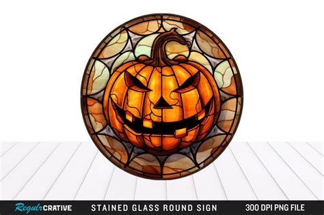 Pumpkin Stained Glass Round Coaster Png Graphic By Regulrcrative · Creative Fabrica