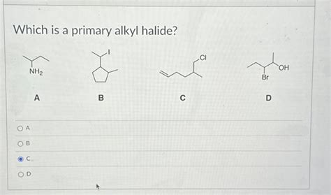 Which is a primary alkyl halide? A B C D | Chegg.com