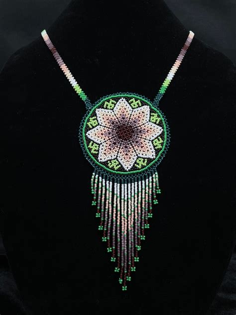 Wixarika Huichol Beaded Medicine Pouch Necklace Medallion Beaded