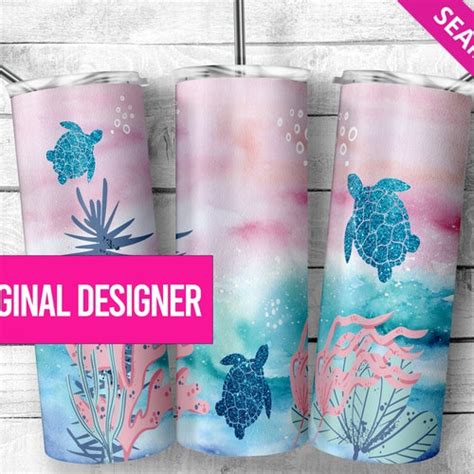 Sea Turtles Sublimation Tumbler Designs Ocean Oz Skinny Etsy