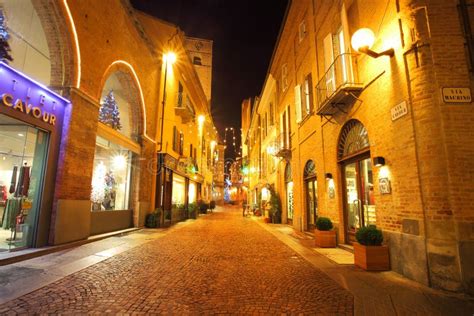 Town Center At Evening. Alba, Italy. Editorial Image - Image of ...